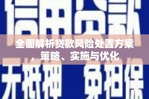 巴中全面解析贷款风险处置方案，策略、实施与优化